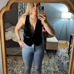 Black velvet vest